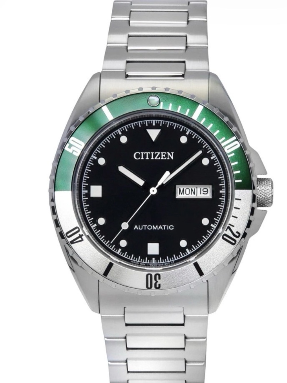 Citizen Stainless Steel sports automatic Watch with Black Dial and Green Bezel